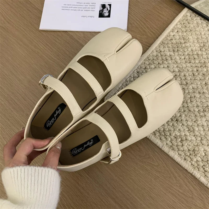 Bailamos Brand Fashion Split Toe Flats Shoes Women Ballerina Ninja Tabi Cozy Loafers Female Casual Moccasins Ladies Ballet Shoes