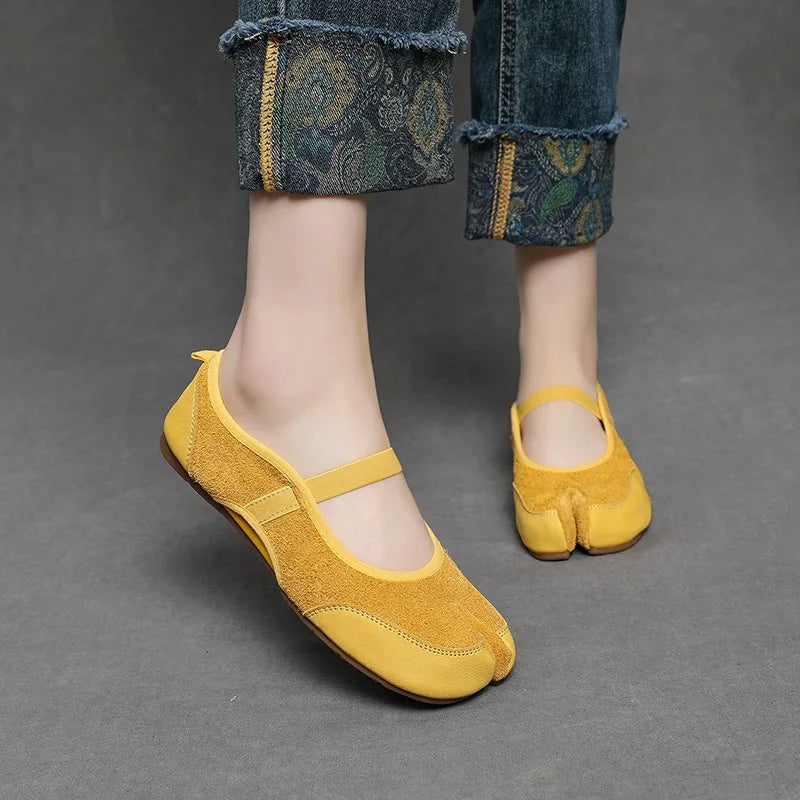 Cross Strap Tabi Hollow Flat Shoes Women Mary Jane Slip-on Split Toe Ballet Flats Trainers 2026 Summer Outdoor Walking Sneakers