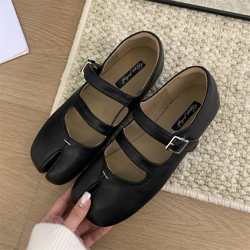 Bailamos Brand Fashion Split Toe Flats Shoes Women Ballerina Ninja Tabi Cozy Loafers Female Casual Moccasins Ladies Ballet Shoes