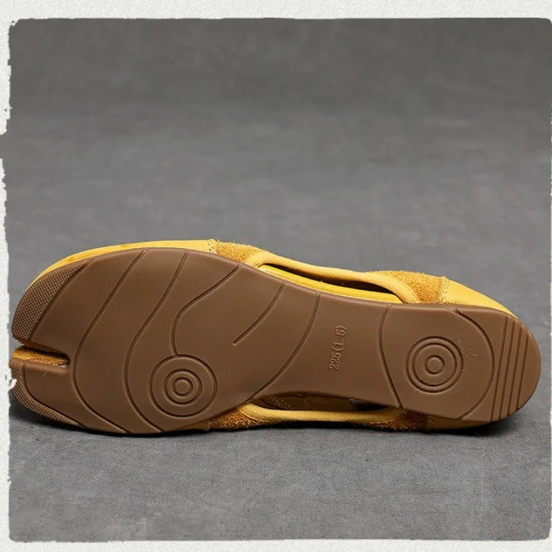 Cross Strap Tabi Hollow Flat Shoes Women Mary Jane Slip-on Split Toe Ballet Flats Trainers 2026 Summer Outdoor Walking Sneakers