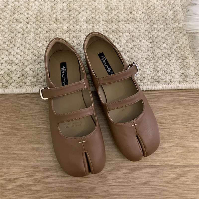 Bailamos Brand Fashion Split Toe Flats Shoes Women Ballerina Ninja Tabi Cozy Loafers Female Casual Moccasins Ladies Ballet Shoes