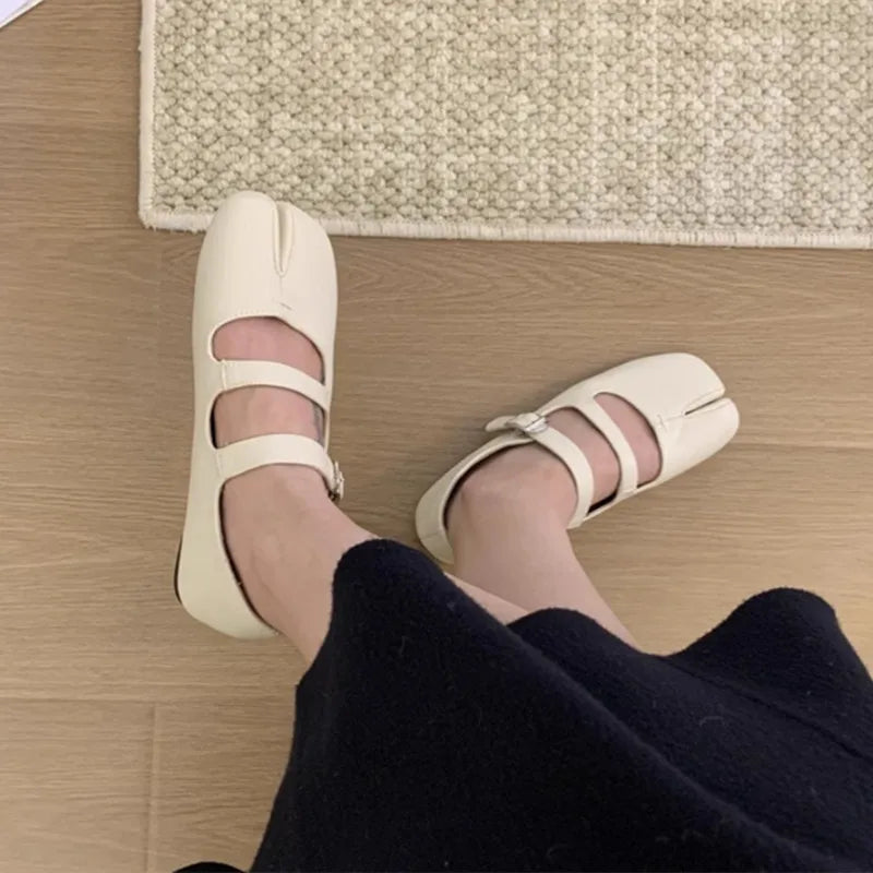 Bailamos Brand Fashion Split Toe Flats Shoes Women Ballerina Ninja Tabi Cozy Loafers Female Casual Moccasins Ladies Ballet Shoes