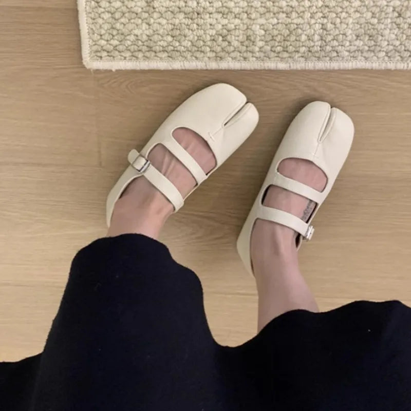 Bailamos Brand Fashion Split Toe Flats Shoes Women Ballerina Ninja Tabi Cozy Loafers Female Casual Moccasins Ladies Ballet Shoes