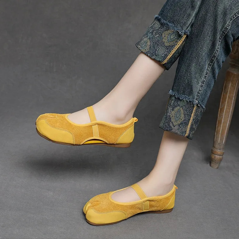 Cross Strap Tabi Hollow Flat Shoes Women Mary Jane Slip-on Split Toe Ballet Flats Trainers 2026 Summer Outdoor Walking Sneakers